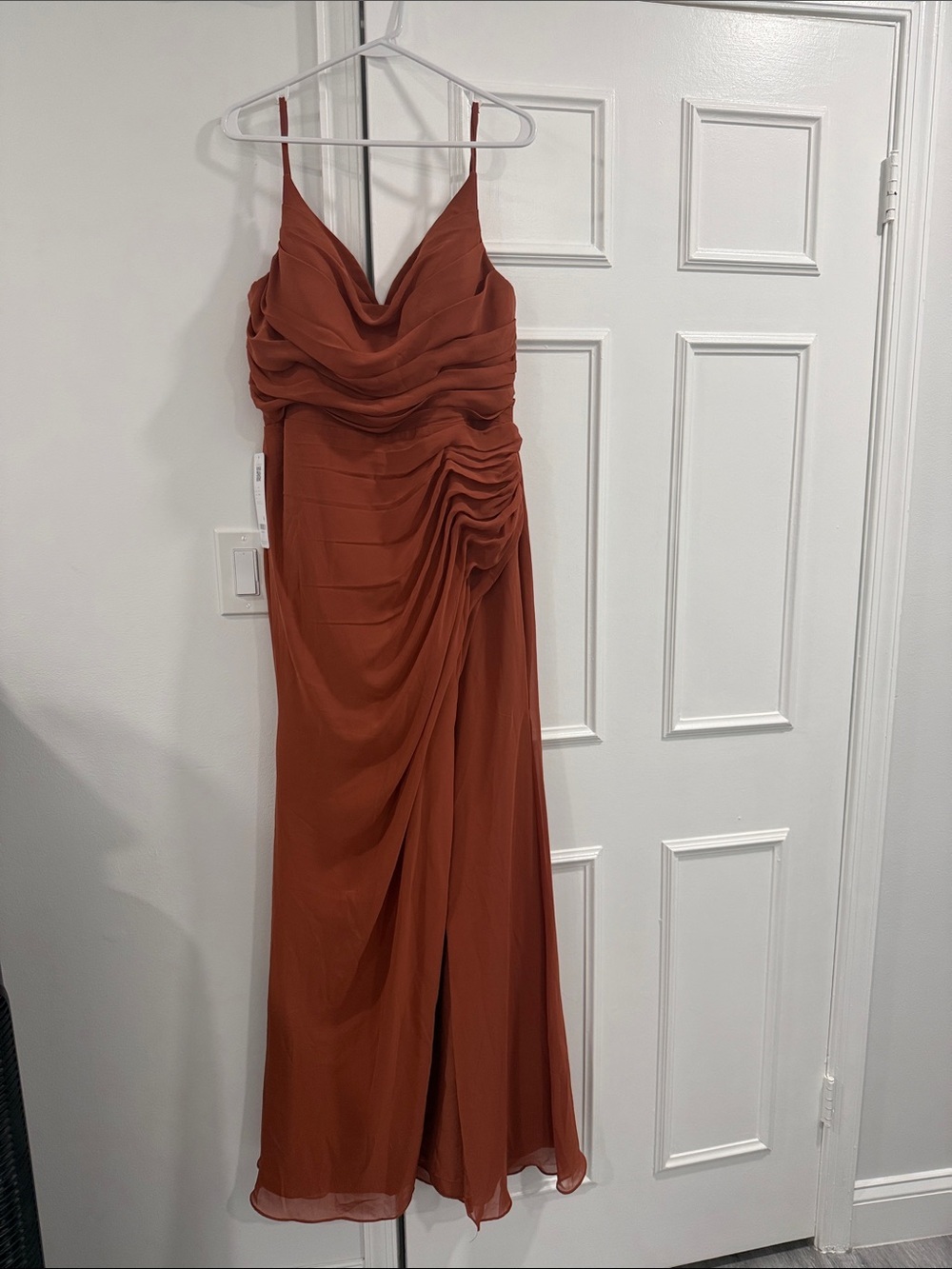 NWT Azazie Auburn Deandra Draped Spaghetti-Strap Bridesmaid Dress